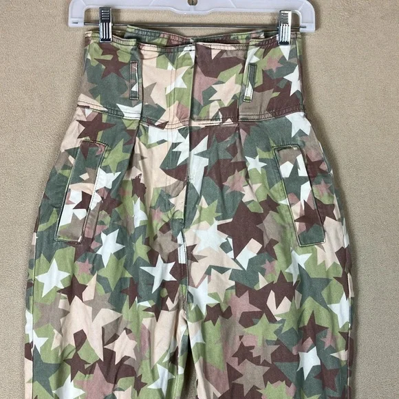 Elisabetta Franchi‎ Denim Pantalon Cargo Star Camouflage Pants Women’s size 25 - Picture 3 of 15